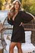 Layered Ruffled Open Back Puff Sleeve Swiss Dot Mini Dress